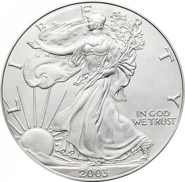 1 доллар 2003 США «Шагающая свобода. Американский серебряный орёл» Без отметки монетного двора