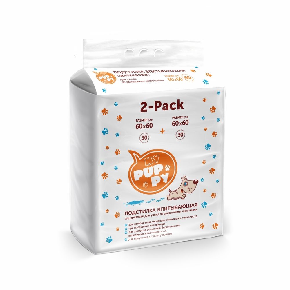 Медмил My Puppy подстилка для щенков гелевая одноразовая 4 слойная 60*60 см (упак 60 шт)