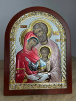 Св. Семейство, икона арочная, красное дерево, эмаль 150х200