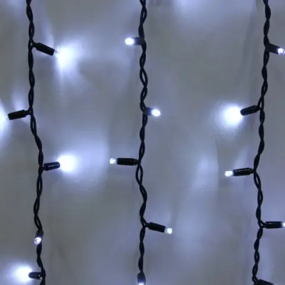Гирлянда для улицы ЗАНАВЕС «Мерцание» ш2* в1,5 м 320 ламп LED, черный провод, IP-65, Белый (возможность соединения)