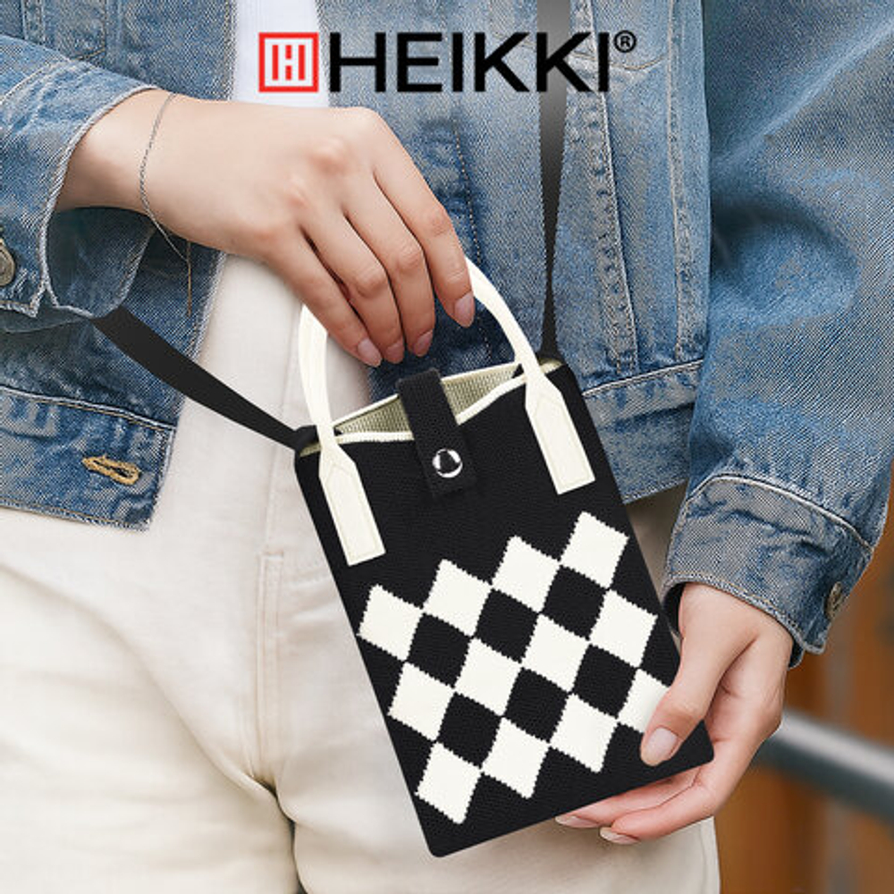 HEIKKI Сумочка-органайзер повседнев.HEIKKI KNIT(ХЕЙКИ) кросс боди, вязаная, 17х12х5 см, Клетка, 273793
