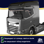Ламбрекен с косынками двусторонние DAF (экокожа, черный, коричневые кисточки)