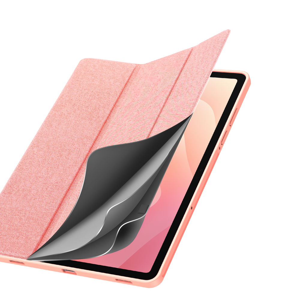 Чехол книжка розового цвета для планшета Samsung Galaxy Tab S11, серия Domo Series (с держателем для S Pen и функцией автоматического перехода в спящий режим) от Dux Ducis