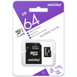 64 GB microSD Smartbuy U3 V30 с адаптером