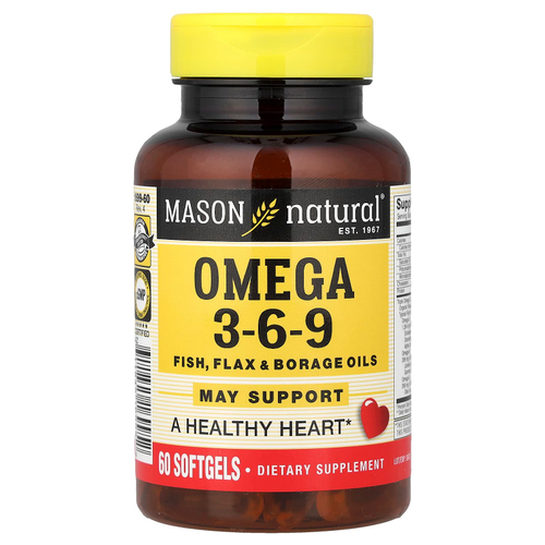 Mason Natural, омега 3-6-9, 60 мягких таблеток