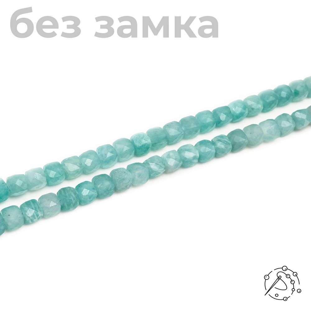 Нить из бусин Амазонит, 5 мм, куб с огранкой