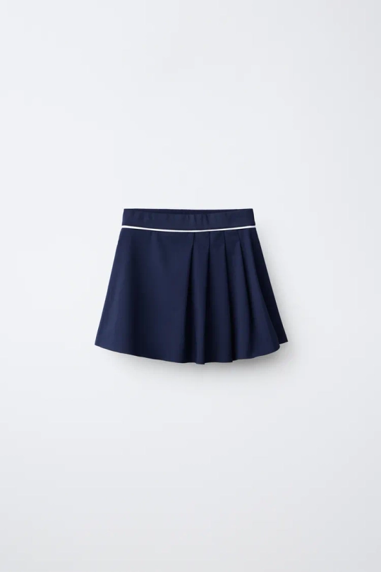 ZARA СПОРТИВНАЯ ЮБКА В СКЛАДКУ, СИНИЙ