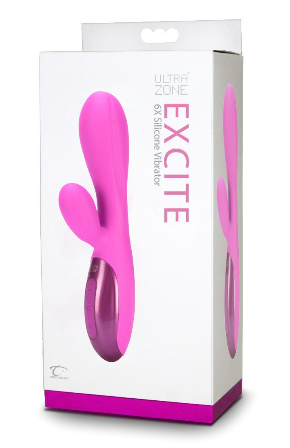 Розовый вибромассажер Excite 6x Rabbit Style со стимуляцией клитора - 17,8 см. (Цвет: розовый)