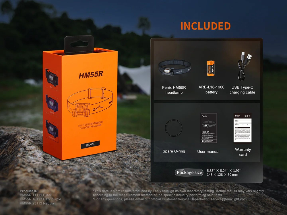 Налобный фонарь Fenix HM55R фиолетовый, 1200 люмен, 175 метров, до 140 часов, USB Type-C, дальний/бл