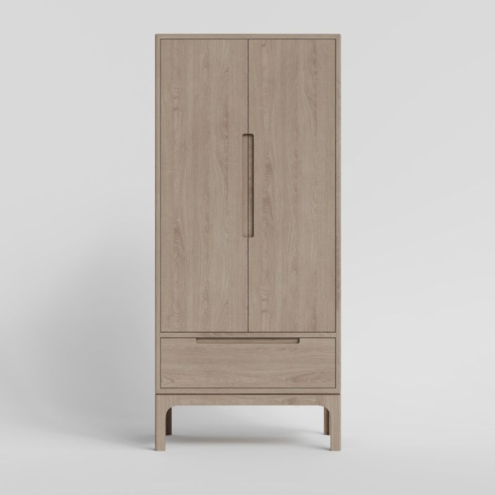 Шкаф для одежды, 90x200x60, Луго, массив дуба, беленый
