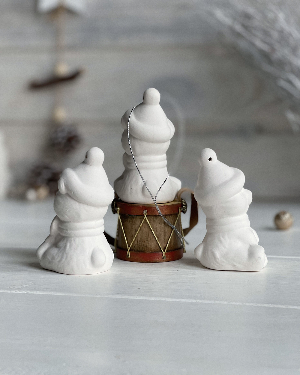Елочная игрушка Воздушный Фарфор "Кот с шарфом", для росписи, фарфор