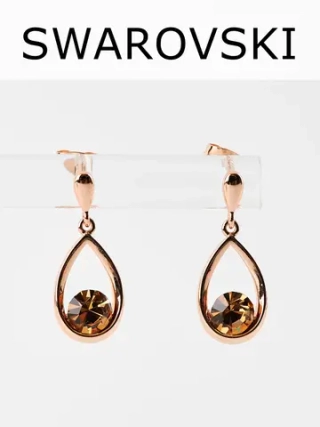 Серьги-капли Белла с кристаллами Swarovski шампань