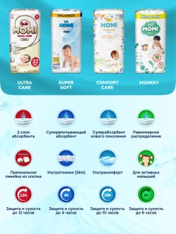 Подгузники Momi Comfort Care 2 102 шт.