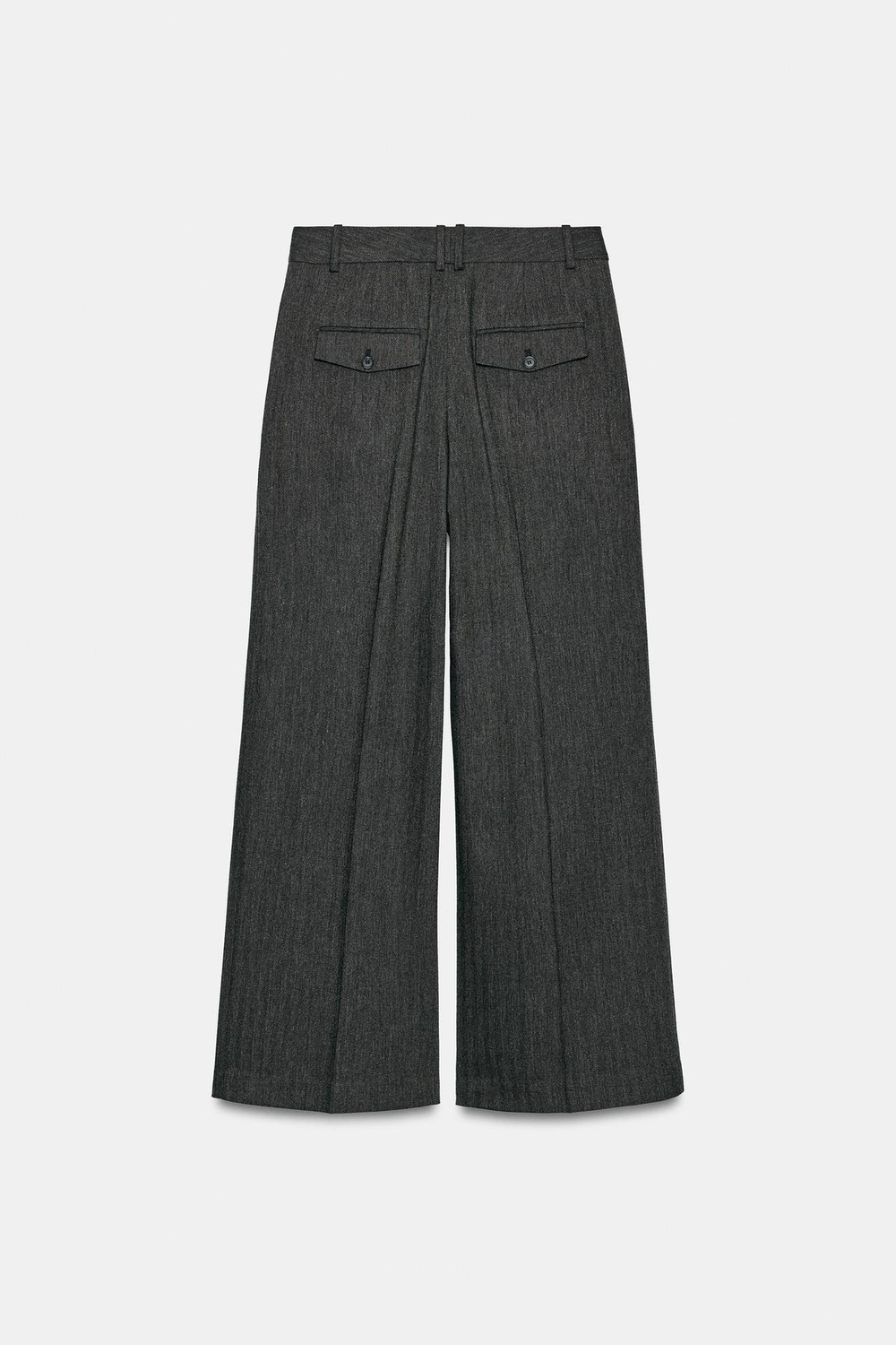 ZARA ШИРОКИЕ БРЮКИ В «ЕЛОЧКУ» — ZW COLLECTION, ТЕМНО-СЕРЫЙ