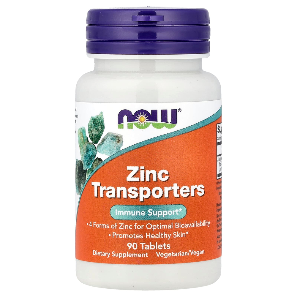NOW Foods, Zinc Transporters, средство для транспортировки цинка, 90 таблеток (22 мг в 1 таблетке)
