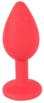 Маленькая красная пробка с красным кристаллом ONJOY Silicone Collection (Цвет: красный)