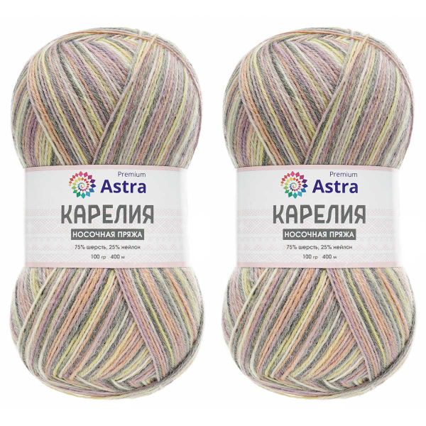 Пряжа Astra Premium (Астра Премиум) Карелия носочная (Karelia sock) / уп.2 мот. по 100 г, 400 м, 1003