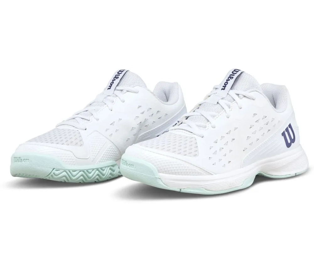 Детские теннисные кроссовки Wilson Rush Pro Jr - white/bay/skip blue
