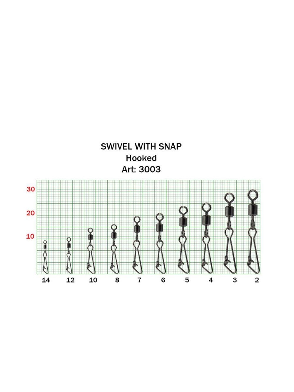 Вертлюжок рыболовный SWIVEL WITH SNAP с застежкой Hooked 3003 №10