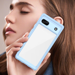 Чехол с усиленными боковыми рамками синего цвета на Google Pixel 6A, мягкий отклик кнопок