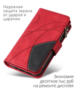 Дизайнерский чехол-книжка из кожи для XIAOMI POCO X3 / X3 PRO / X3 NFC с кошельком, 5 слотами для карт и подставкой