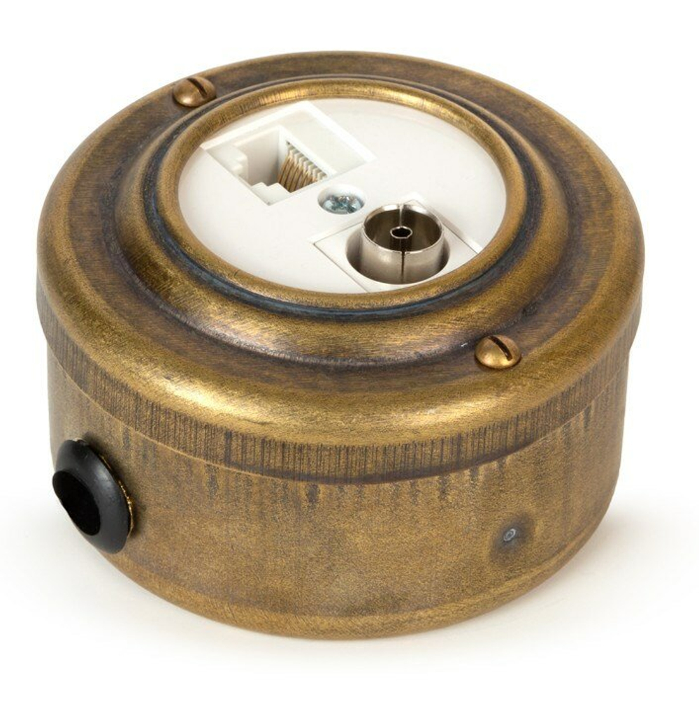 Розетка информационная RJ45+TV (CAT.5E), белая, Бронза VINTAGE-BRASS 40401-1