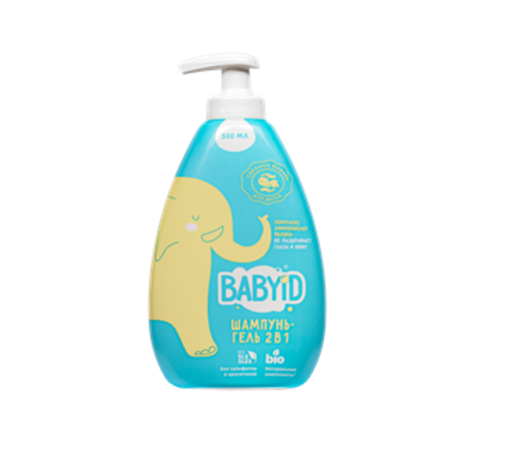 Шампунь-гель для купания 2в1  для детей с рождения 300мл (BABYiD )
