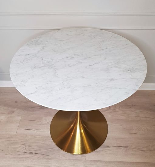 Стол обеденный белый Tulip Marble Brass