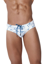 Белые мужские плавки с растительным принтом Fresh Swimsuit Brief (Размер: S) (Цвет: белый)
