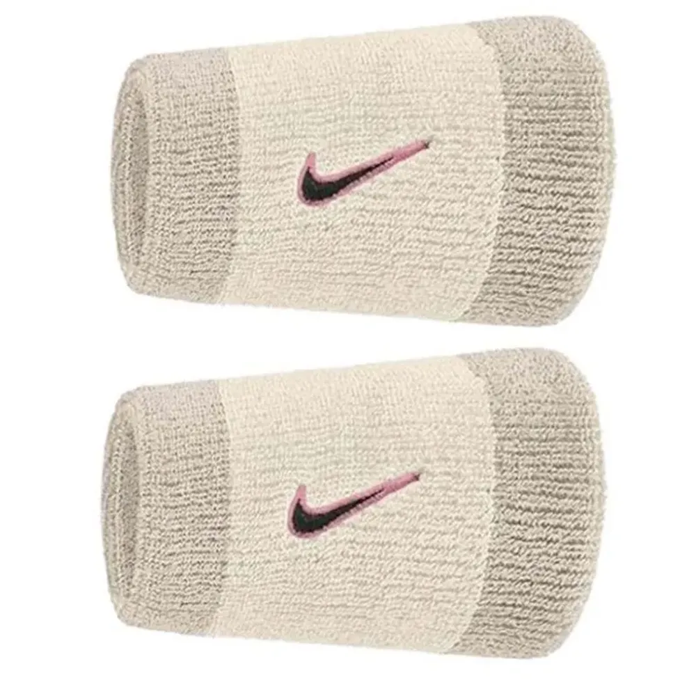 Напульсник теннисный Nike Swoosh Double Wide 2P - sail/cream/black