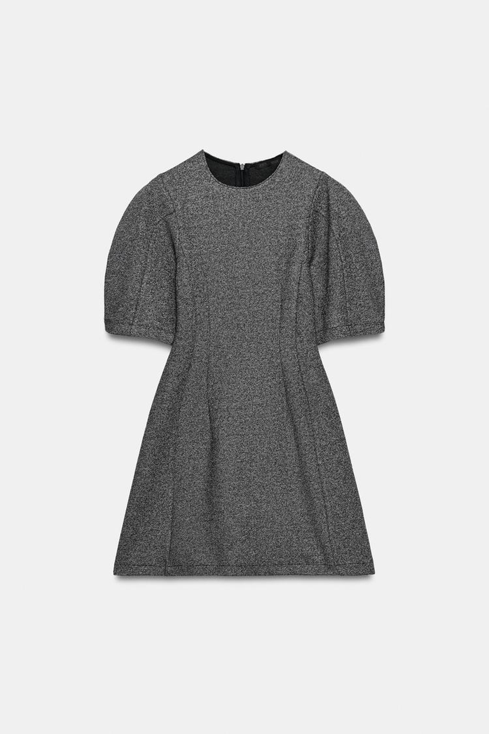 ZARA ПЛАТЬЕ С ОБЪЕМНЫМИ РУКАВАМИ, ЧЕРНЫЙ/БЕЛЫЙ