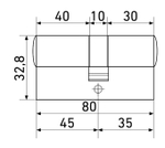 Механизм цилиндровый Стандарт MAX 80 (35х45) SN 5кл мат.никель перф.кл/кл.  (40*10*30) / 14791