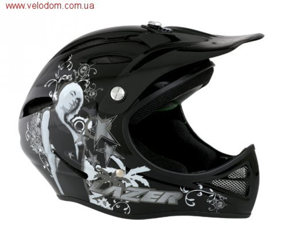 Велошлем для BMX LAZER, модель EXCALIBUR Disco (Full Face), цв.черный/серебряный, p.L